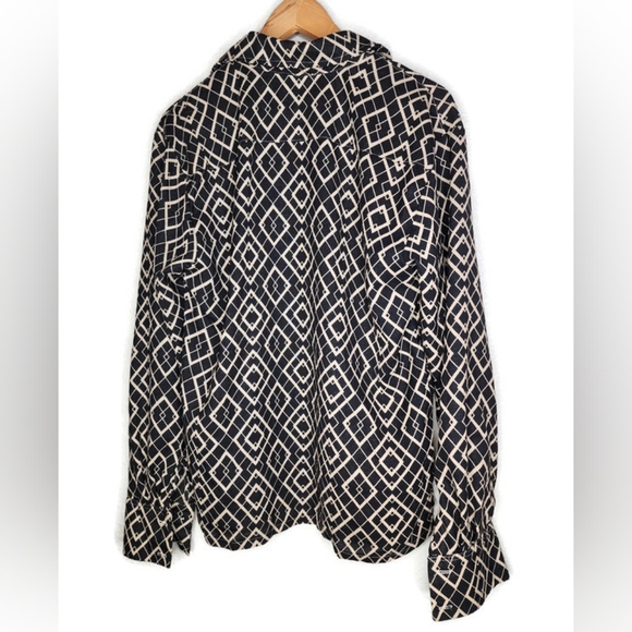 Worn on TV Custom Made Shirt in Black and Tan Geometric Print Size L - Picture 2 of 6